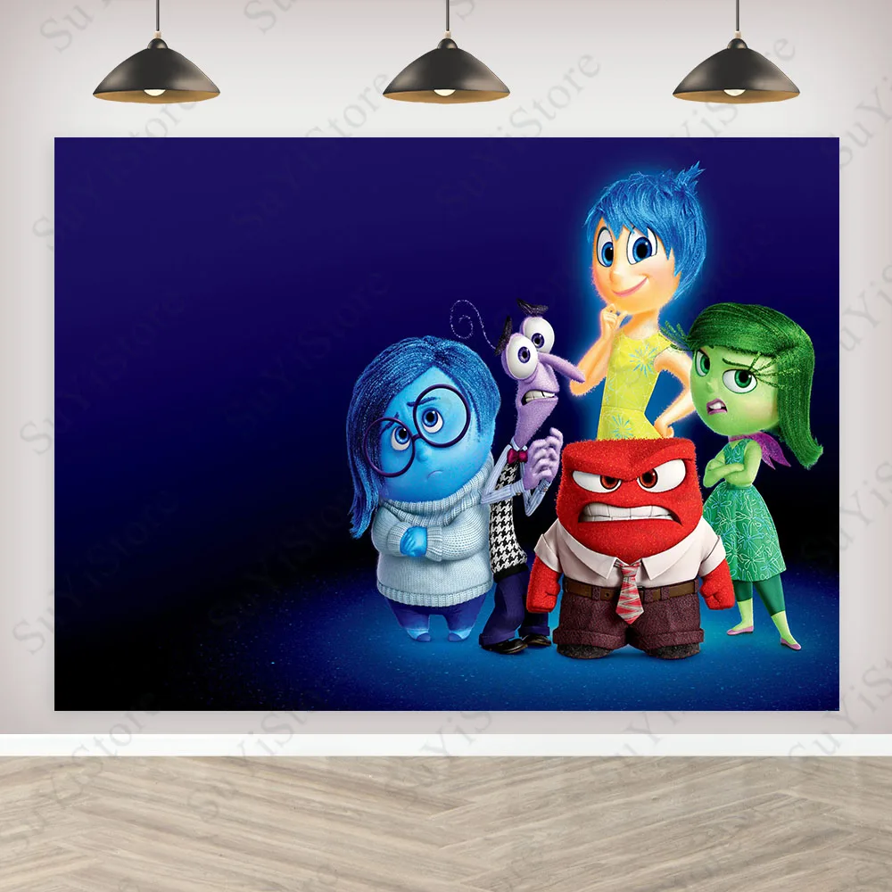 Colourful Inside Out Photography Backdrop Pixar Kids Birthday Party Decoration Background Booth Photo Supplies 1 - Inside Out Plush